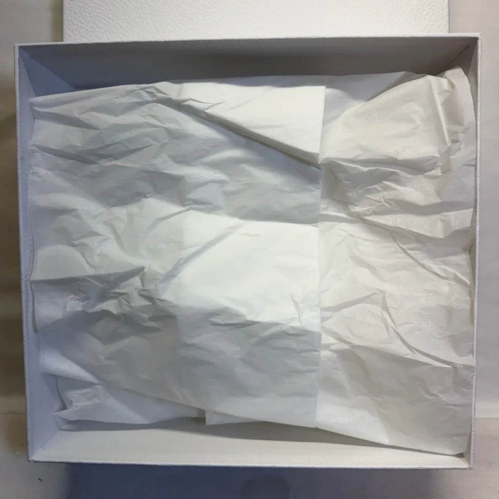 Dior Empty Gift Box Lot of 4 White Gold Black Logo Tissue Paper Luxury Packaging